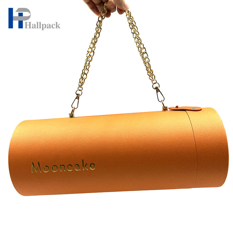 Tubo de papel de empaquetado reciclado portátil del Mooncake del embalaje de papel de la comida con la cadena