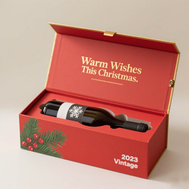 Material reciclable de cartón rígido Regalo de Navidad Cajas de envases de vino tinto