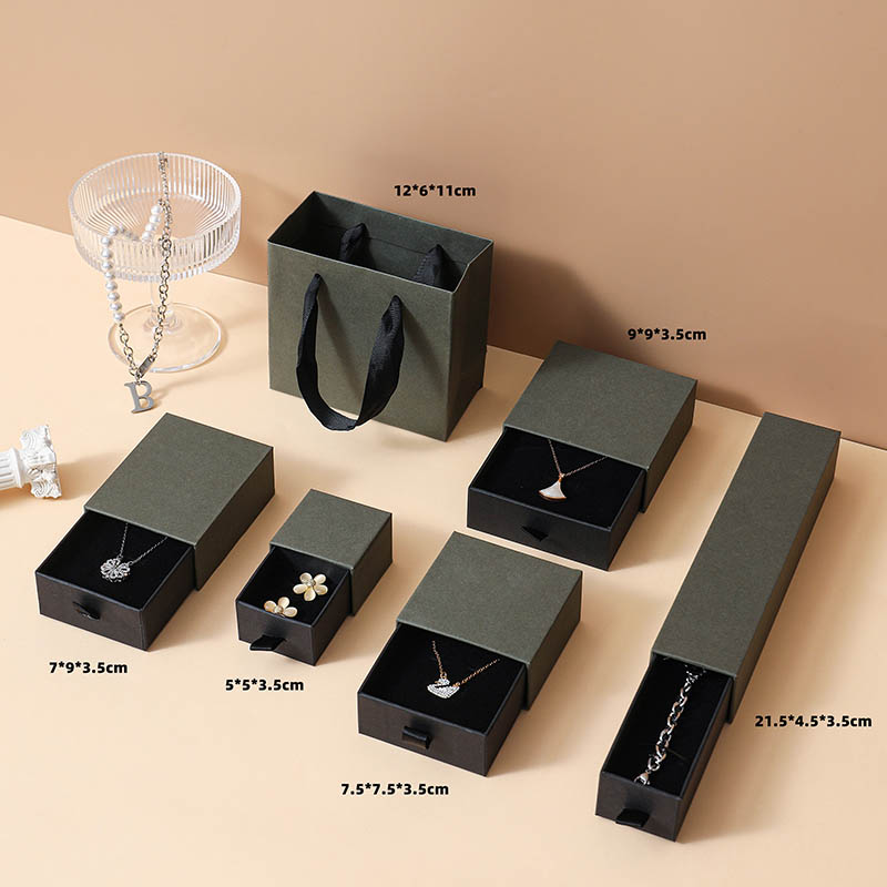 Biodegradable Logotipo Logotipo Joya de joyas Embalaje con cajón para aretes de anillos