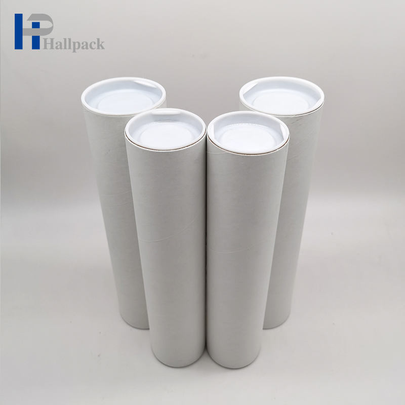 Tubo de envío de cartón, cartel de correo, tubo de embalaje, caja redonda, tubo de papel Kraft blanco