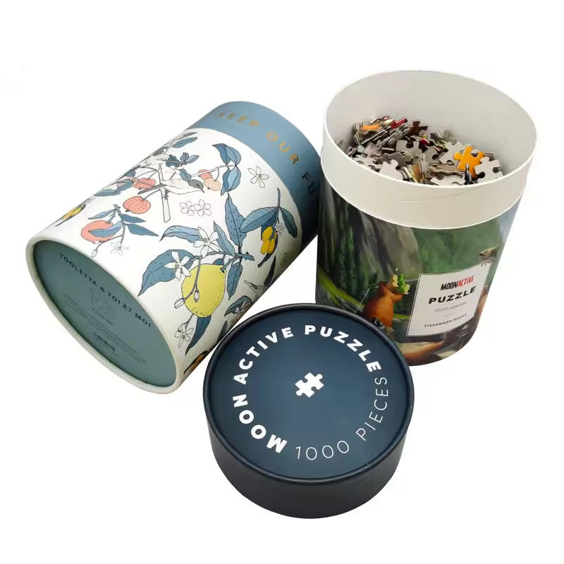 Caja de cilindro de embalaje de cartón de papel artesanal de embalaje de tubo de papel de rompecabezas de bloques de construcción para juguete