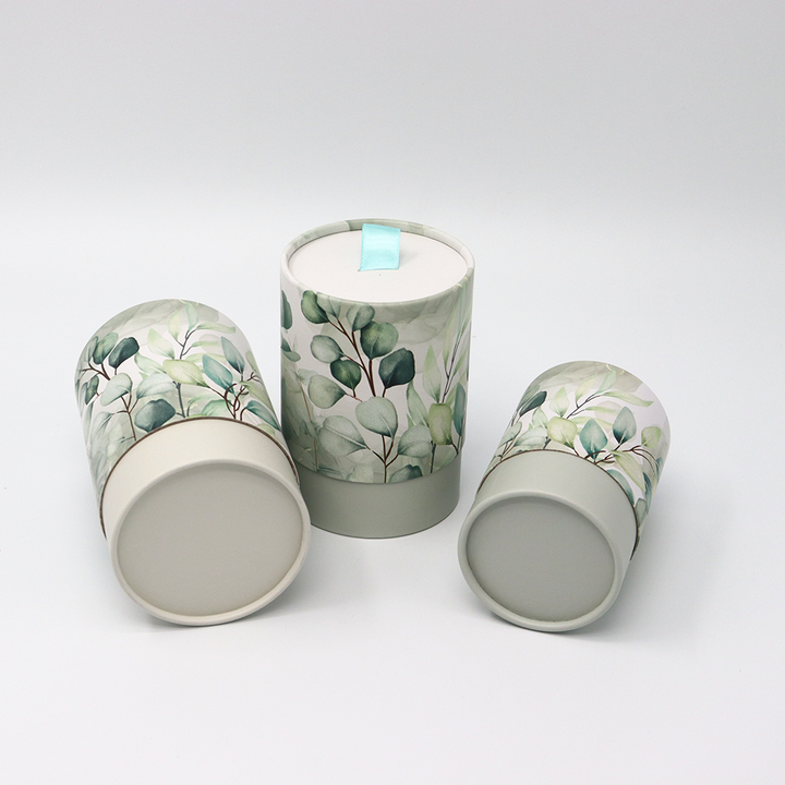 Caja cilíndrica de cartón de calidad alimentaria personalizada respetuosa con el medio ambiente con embalaje de tubo de papel de cinta para café y té