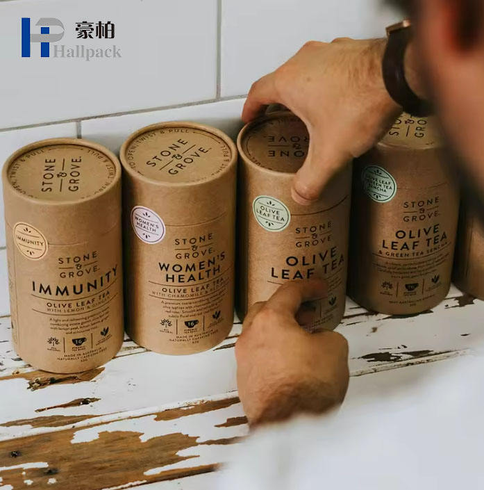 Lata de papel de impresión personalizada, diseño de cilindro, té, galletas, cereales, regalo, embalaje de cartón, caja redonda, tubo de papel de galleta en polvo de Chocolate
