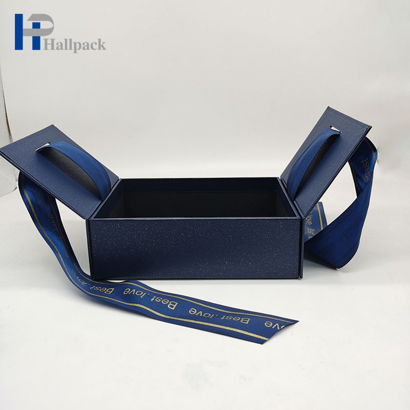 Caja de embalaje de cinta azul de lujo para Perfume, Cajas de Regalo personalizadas para té, lápiz labial, cerveza, pelucas de pestañas, herramientas