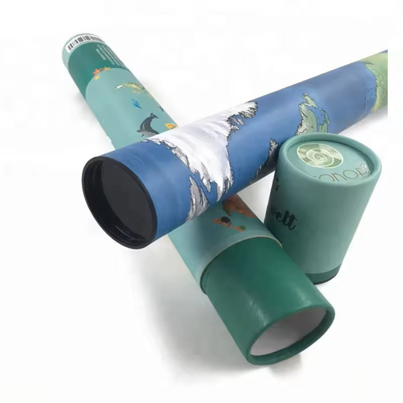 Paquete empaquetado cartón de encargo amistoso de la caja del tubo redondo de la caja del documento de Eco para el mapa del cartel del papel pintado