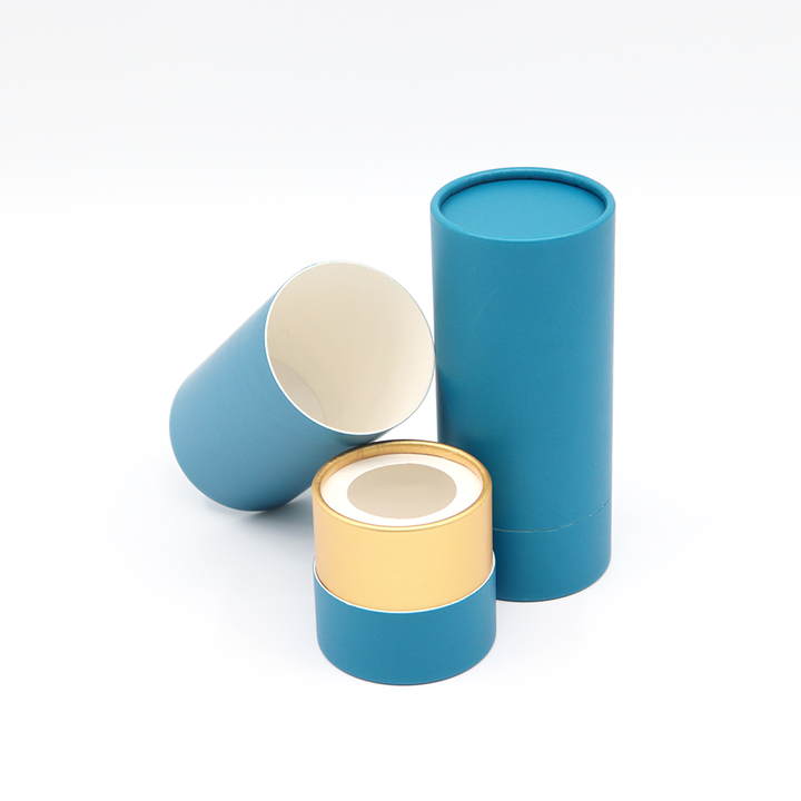 Caja cilíndrica de cartón cosmético biodegradable de estilo de lujo personalizado, embalaje de tubo de papel para pulverizadores, botella de perfume de aceite esencial