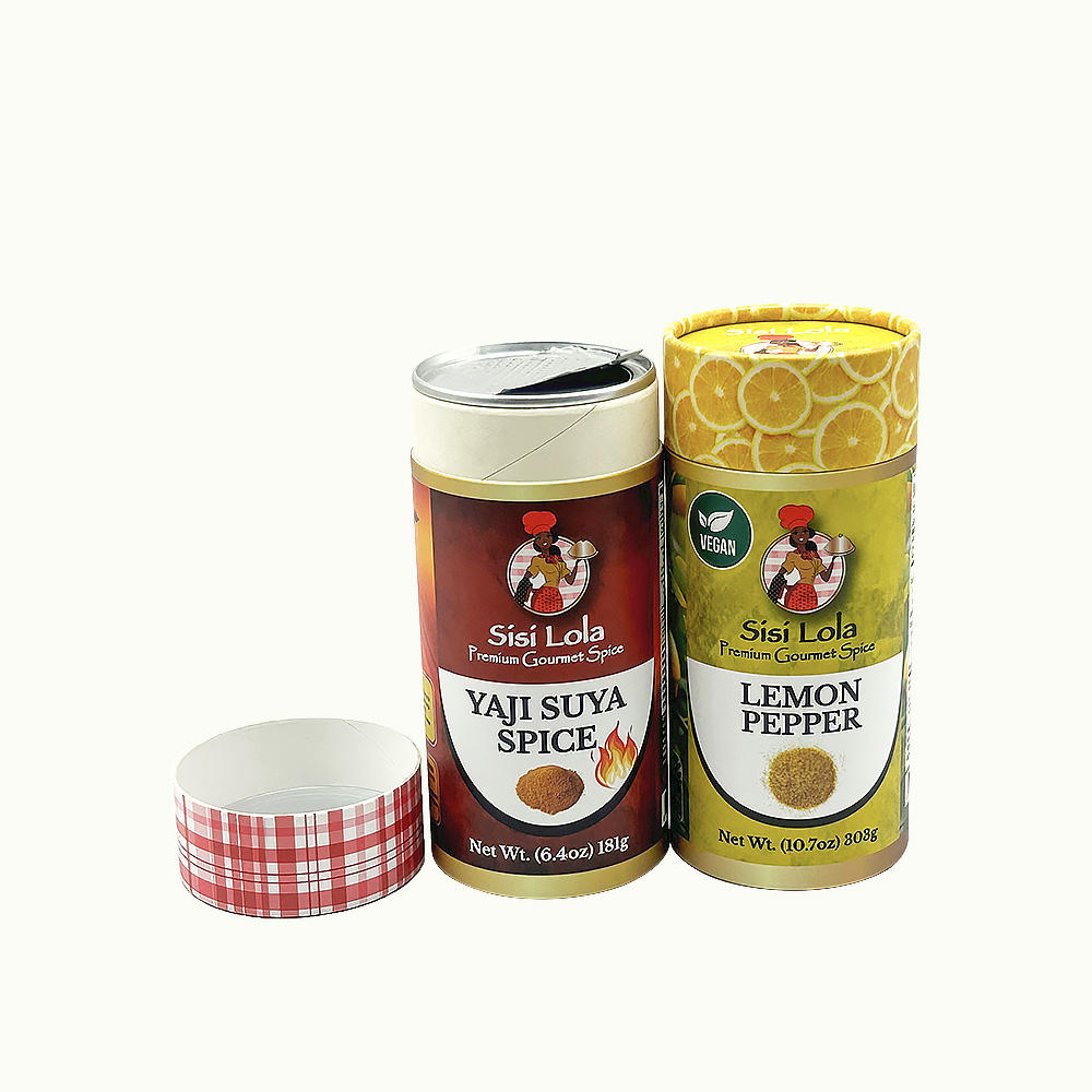 Tubo de encargo amistoso del papel de la caja del cilindro de la cartulina de la categoría alimenticia de Eco que empaqueta para la especia gastrónomo superior de la nutrición