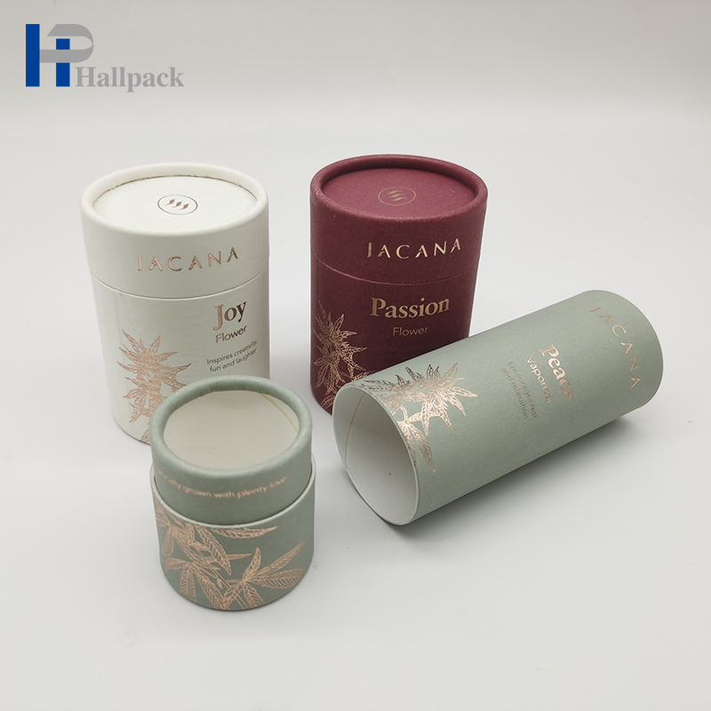 Caja de tubo redonda de papel de impresión dorada de embalaje de tubo de vela de papel Kraft reciclable ecológico para té