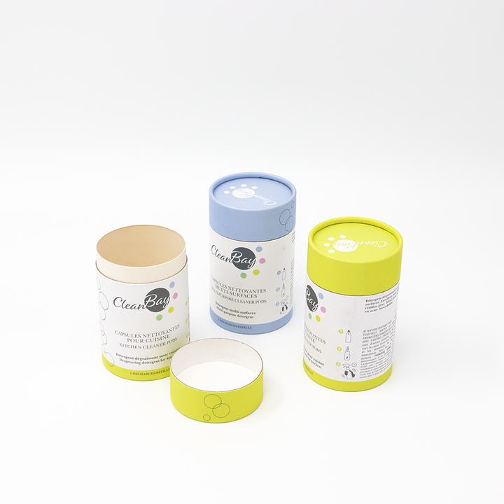 Caja cilíndrica de cartón para limpiador personalizado ecológico, embalaje de tubo de papel para muebles, detergente multiusos para Windows