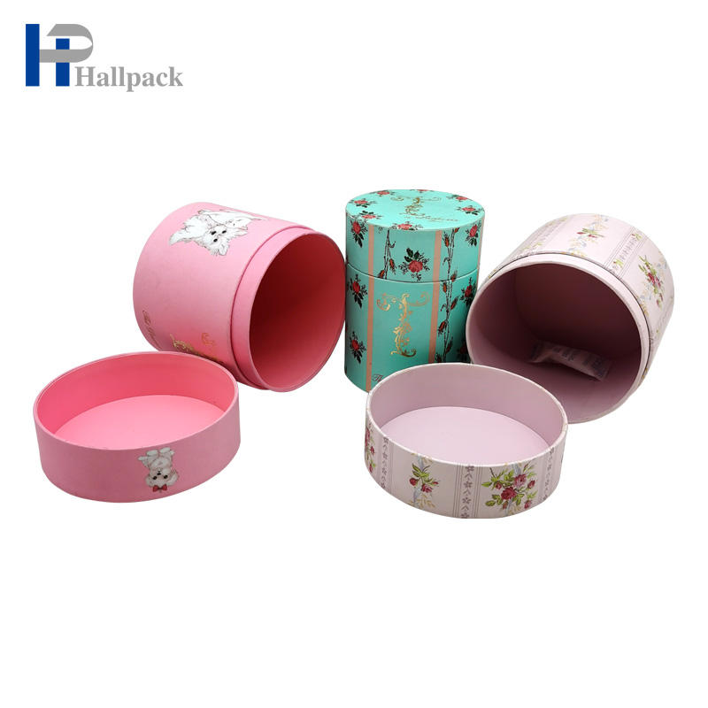 Conjunto personalizado de cajas de rosas de gamuza preservadas, cartón de embalaje para flores, caja de regalo de flores de papel de forma redonda rígida biodegradable