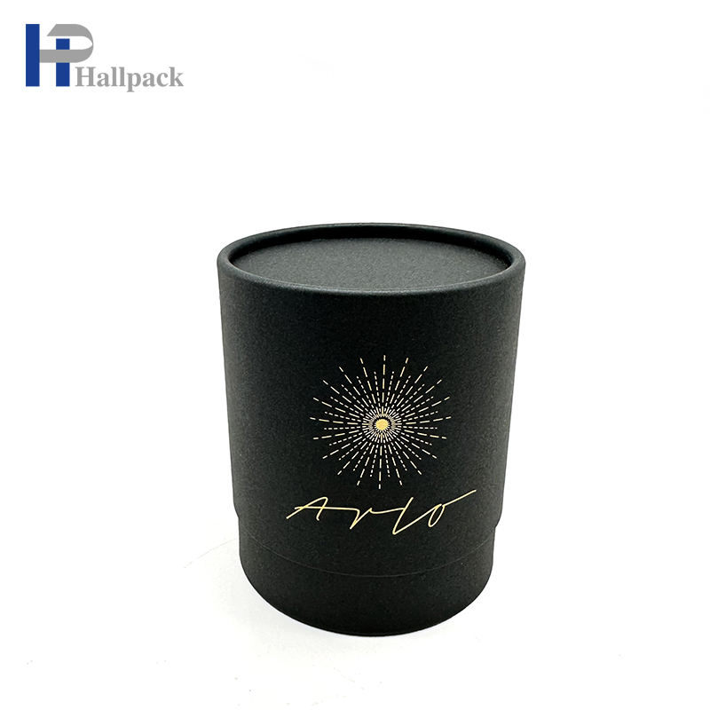 Tubo de papel de empaquetado del perfume cosmético del cilindro del sello del oro negro del nuevo estilo