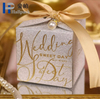 Caja de regalo de dulces de boda pequeña de lujo, caja rígida con brillo, laminación mate de lámina dorada y manejo de impresión que desaparece