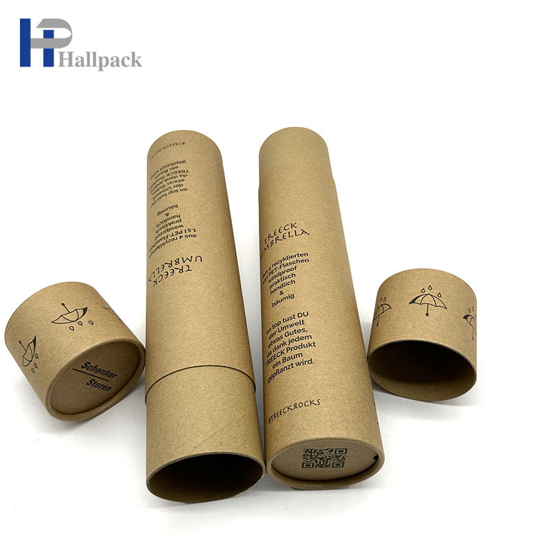 Tubo de empaquetado de papel del tubo redondo de la cartulina del papel de Kraft de la etiqueta personalizada respetuosa del medio ambiente para el paraguas