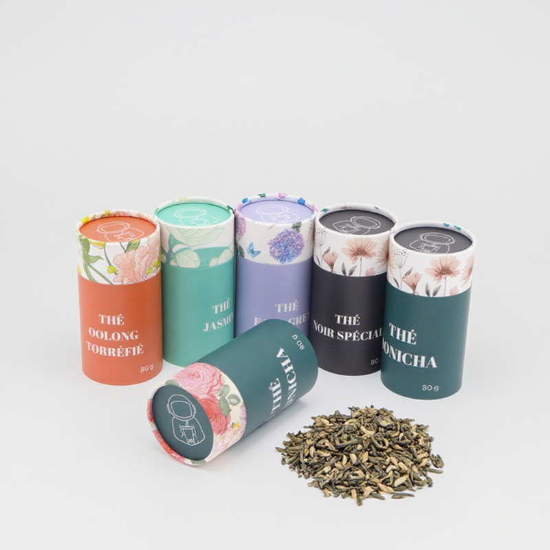 Embalaje de tubos de papel para el diseño de papel de plato de alimentos de té suelto logotipo de disponibles