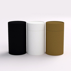 Tubo de caja de papel de correo Kraft ecológico marrón de alta calidad, caja redonda blanca personalizada, embalaje de tubo de papel cilíndrico biodegradable negro