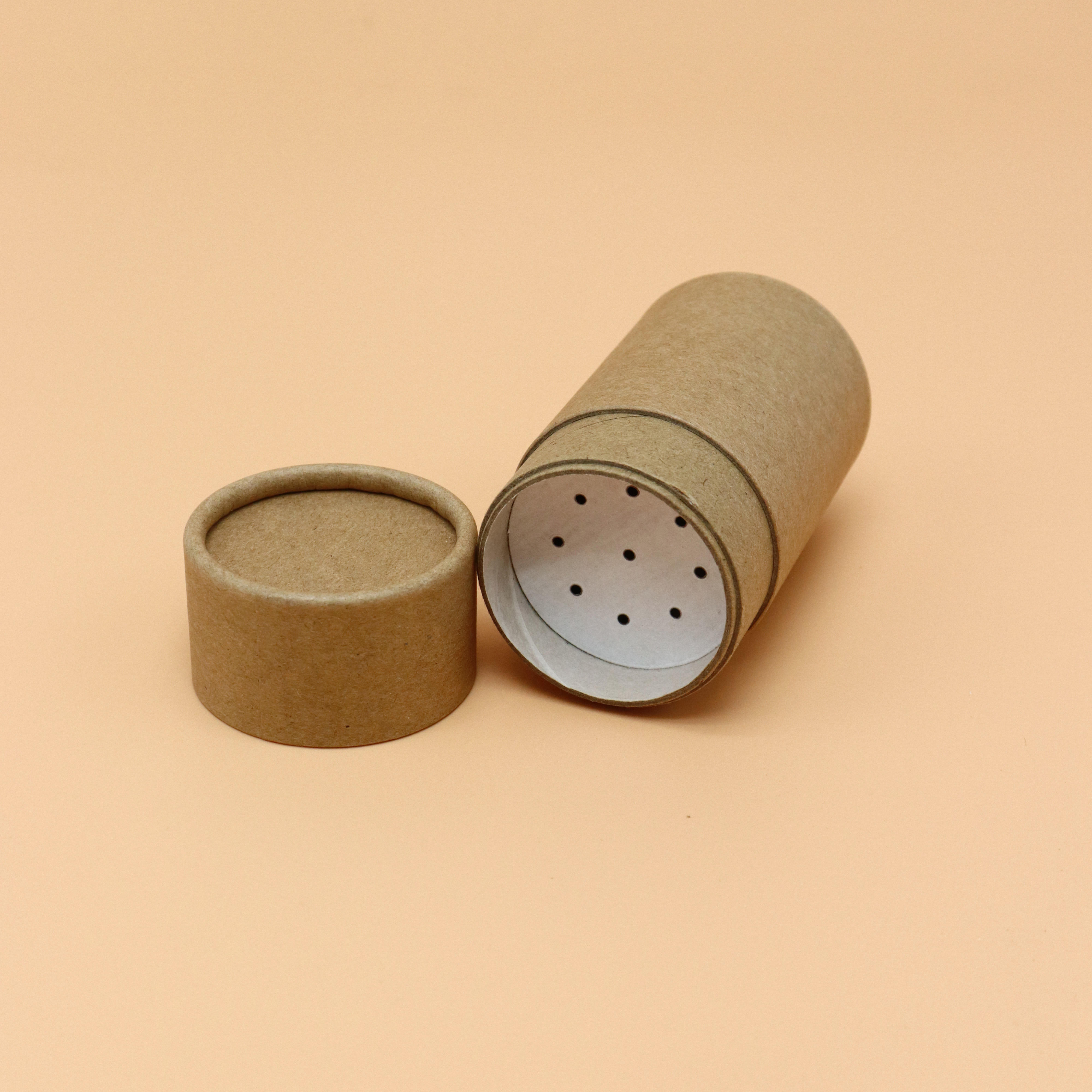 Nuevo diseño, tubo de Kraft de pimienta, sal, especias, embalaje, contenedor de tubo de papel de polvo suelto biodegradable