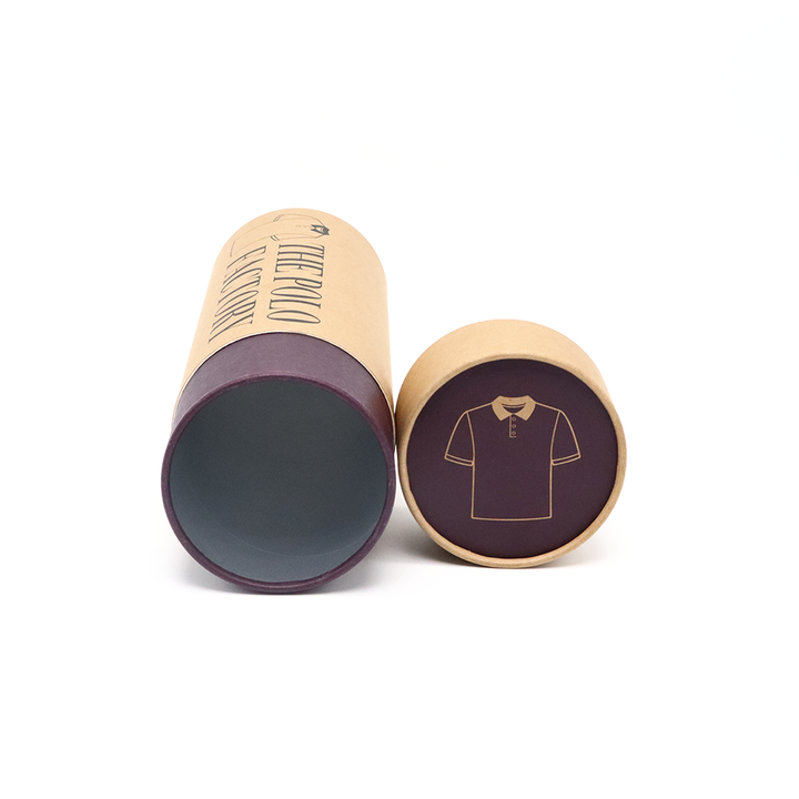 Embalaje de ropa ecológico personalizado de lujo, caja cilíndrica de papel Kraft, embalaje de tubos de papel para ropa interior, calcetines, toallas, camisetas