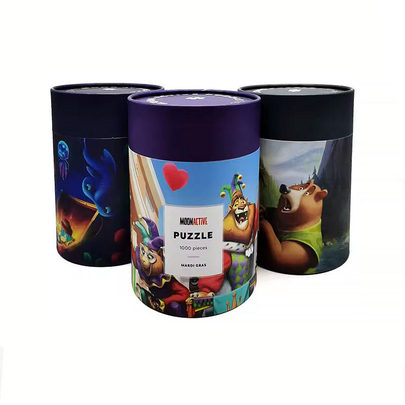 Caja de cilindro de embalaje de cartón de papel artesanal de embalaje de tubo de papel de rompecabezas de bloques de construcción para juguete