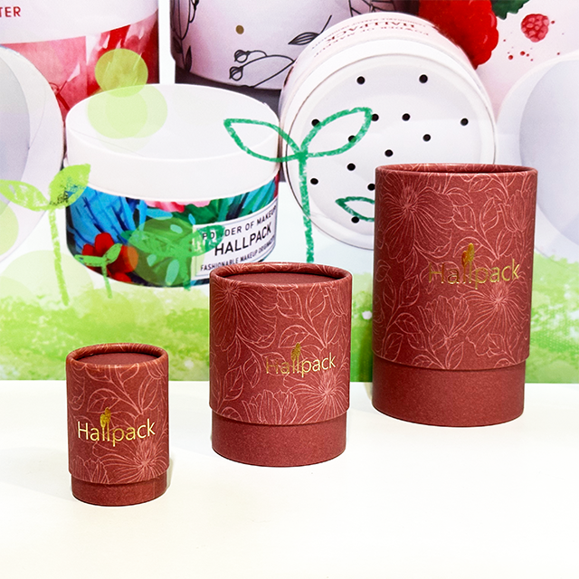 Caja cilíndrica de papel artesanal biodegradable Hallpack personalizada para aceites perfumados, velas y aceites esenciales, embalaje de tubos de papel