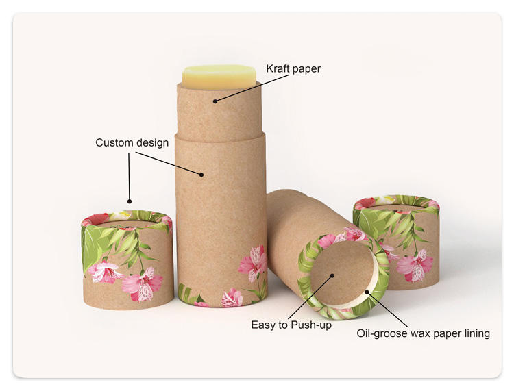 Mini Twist Lip Balm Paper Tube 3.5g Desodorante Envase Resistente al aceite