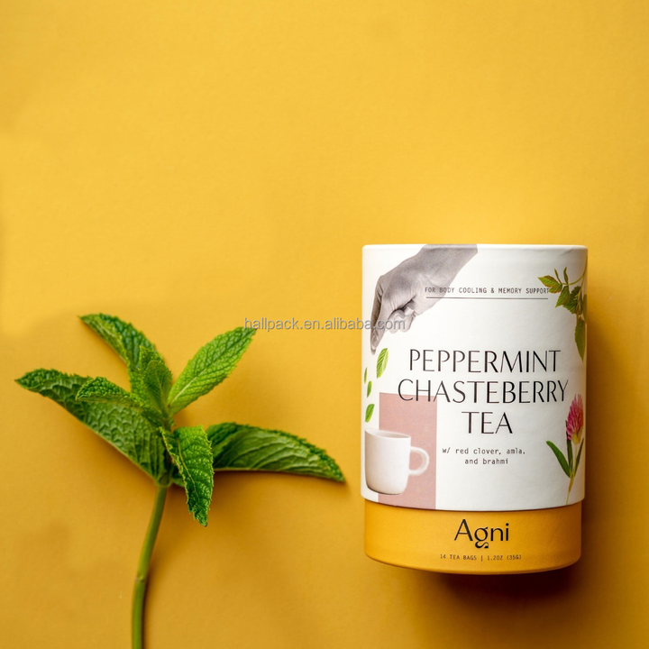 Cilindro biodegradable personalizado, embalaje de tubo de cartón de papel para alimentos, recipiente de té Premium, embalaje de caja de tubo para paquete de té suelto