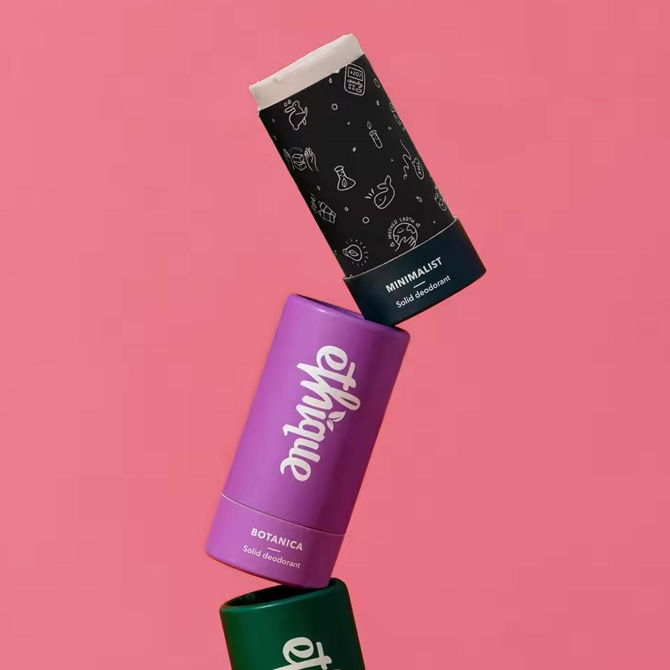 Venta caliente de lápiz labial de cartón reciclable biodegradable/tubo empujador de brillo de labios