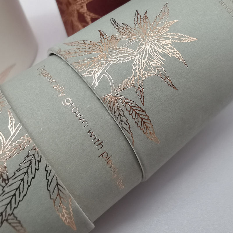 Caja de velas con estampado de papel Kraft personalizable, impresión dorada, embalaje de tubo de papel de manipulación que desaparece biodegradable