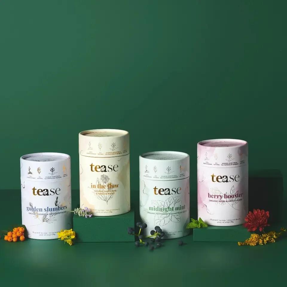 Embalaje de cilindro de papel de granos de café en polvo de proteína de té de grado alimenticio biodegradable, embalaje de tubo de papel Kraft personalizado para té