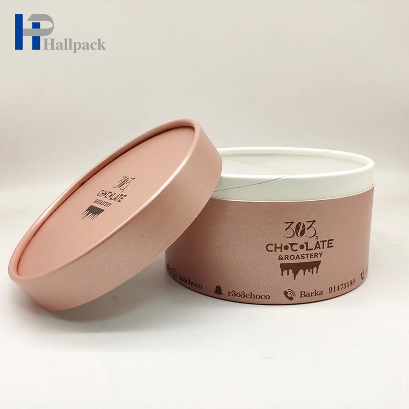 Tubo redondo del papel de Kraft del oro caliente rosado amistoso de Eco para los complementos