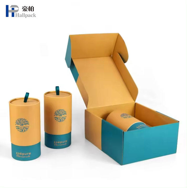 Logotipo personalizado, juego de regalo de almacenamiento de velas rígidas de cartón de papel de 2 piezas, caja de tubo pequeño, embalaje de papel para velas
