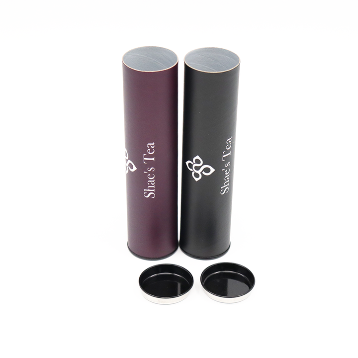 Paquete de caja de tubo redondo de calidad alimentaria, diseño personalizado respetuoso con el medio ambiente, con cubierta de Metal, cartón empaquetado para nueces, café, té