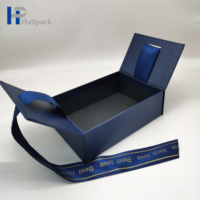 Caja de embalaje de cinta azul de lujo para Perfume, Cajas de Regalo personalizadas para té, lápiz labial, cerveza, pelucas de pestañas, herramientas