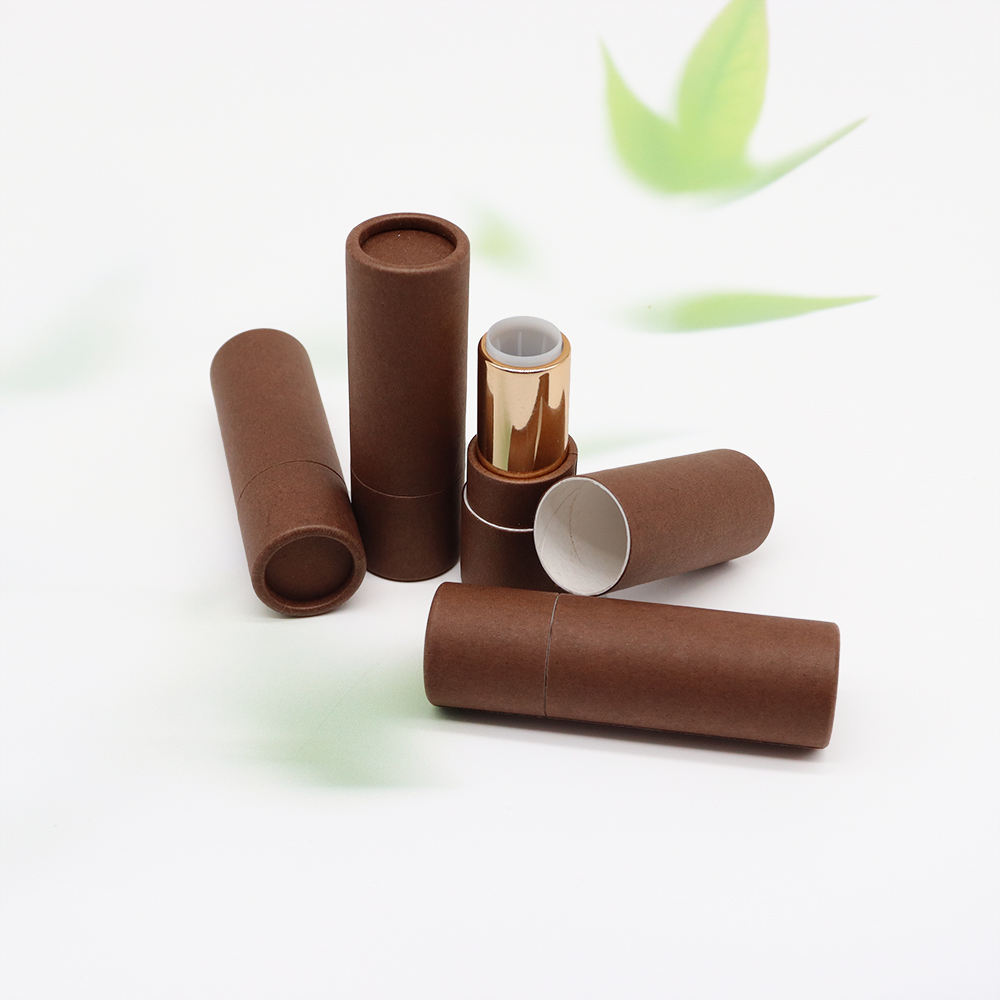 Embalaje de tubo de lápiz labial de papel Kraft biodegradable, diseño de marca, plato de papel Kraft giratorio, vela, uso artesanal, características, logotipo impreso