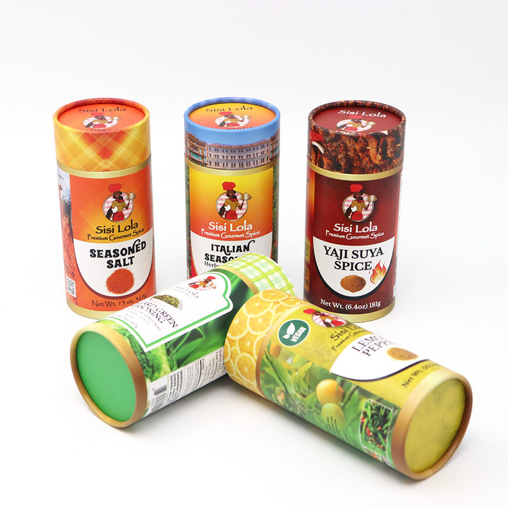 Tubo de encargo amistoso del papel de la caja del cilindro de la cartulina de la categoría alimenticia de Eco que empaqueta para la especia gastrónomo superior de la nutrición