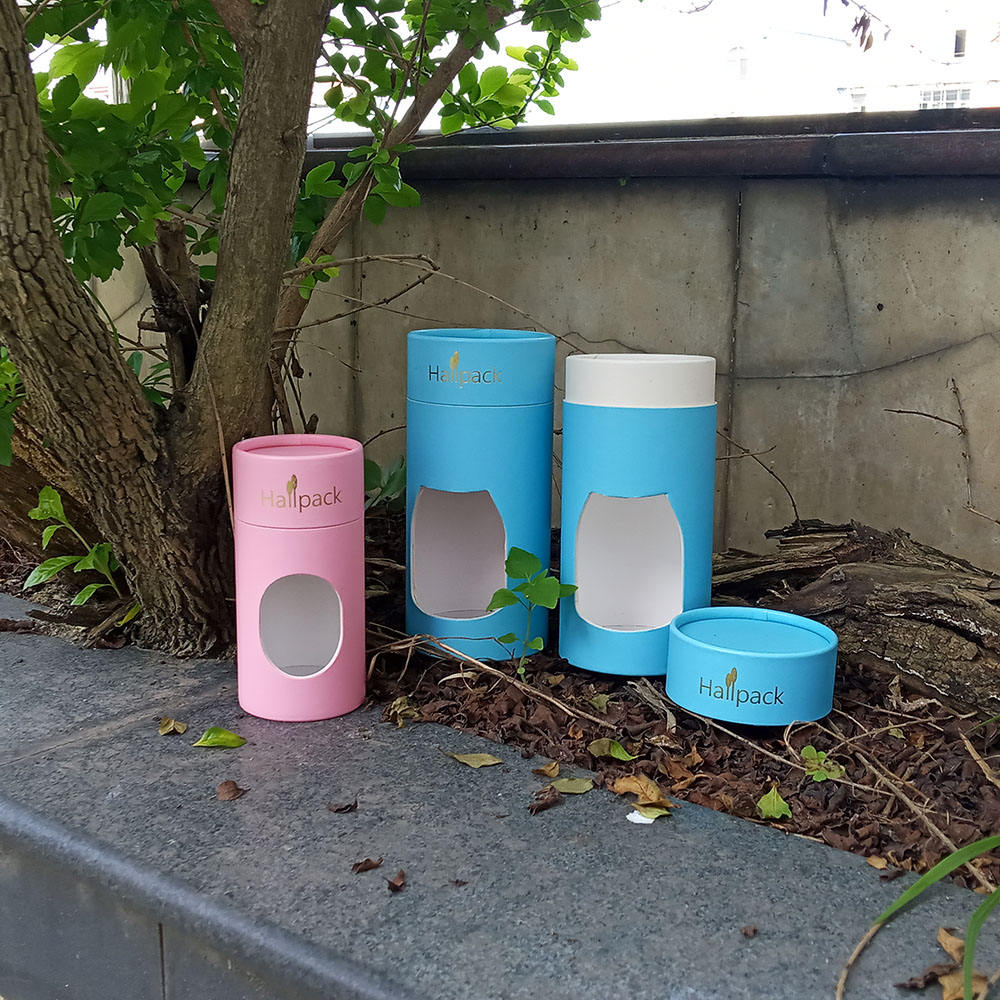 Cajas biodegradables de empaquetado del cilindro de la ventana de la vela de la vela del tejido de Kraft de la vela de empaquetado del tubo de papel vacío redondo de encargo