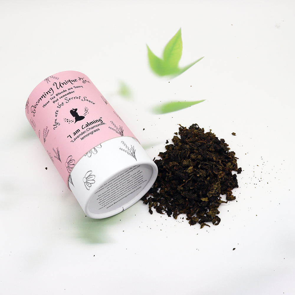 Impresión personalizada de alta calidad, papel biodegradable para alimentos, cartón, bolsas de bote de té Premium, paquete de caja de tubo para paquete de té suelto