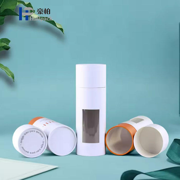 Caja biodegradable de empaquetado del cilindro de la ventana de la vela de la vela del tejido de Kraft de la vela de empaquetado del tubo de papel vacío redondo de encargo