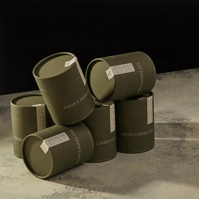 Caja de tubo redondo de embalaje de cartón biodegradable personalizado, 100% libre de plástico, para envolver velas, tubo de papel de alta calidad