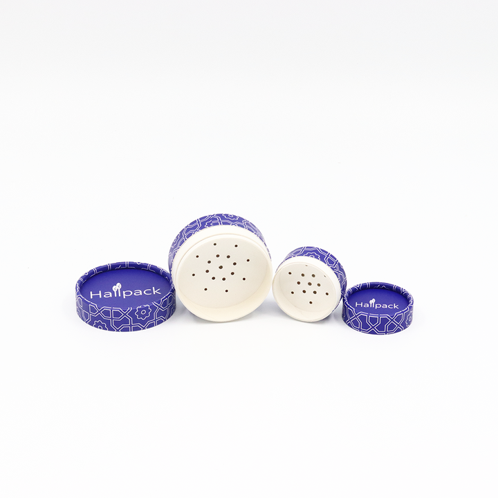 Embalaje cosmético personalizado de alta calidad, caja cilíndrica de cartón, embalaje de tubo de papel con tamiz para sombra de ojos en polvo suelto