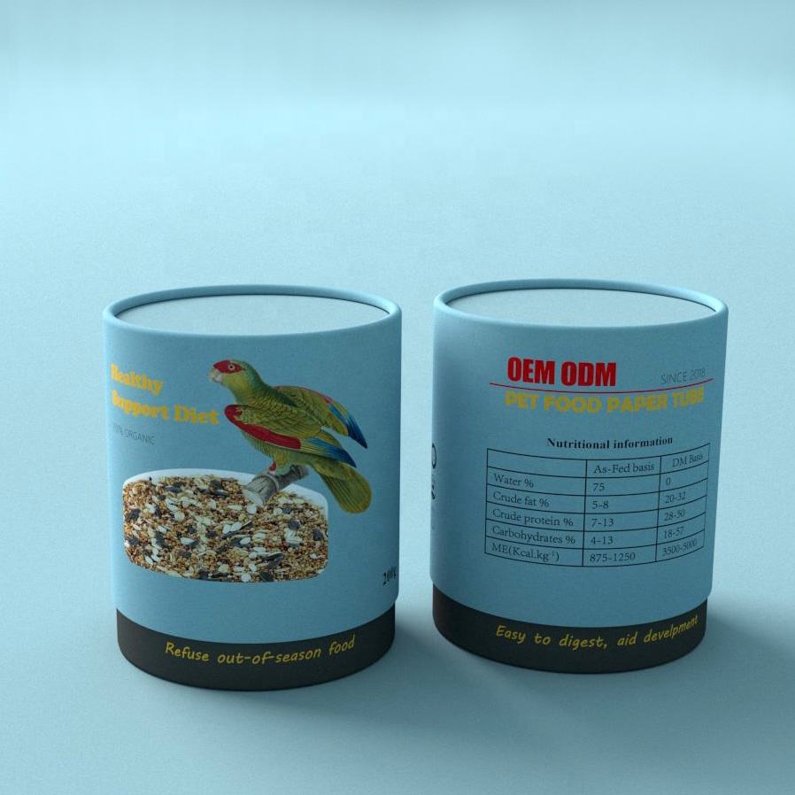 Caja redonda de empaquetado del tubo del papel de Kraft reciclable para la base del tubo del papel de impresión del oro de la categoría alimenticia para mascotas