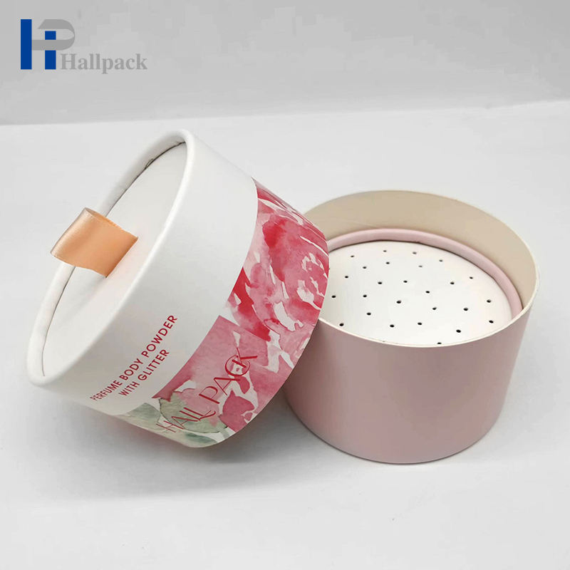 Tubo de papel personalizado de nuevo diseño con embalaje de caja de polvo compacto con tamiz