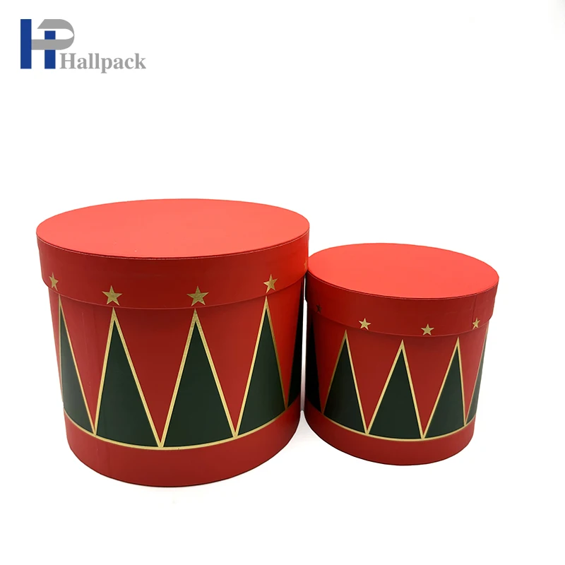 Conjunto de cajas de rosas de ante conservadas, cartón de embalaje para flores, papel rígido biodegradable personalizado de forma redonda