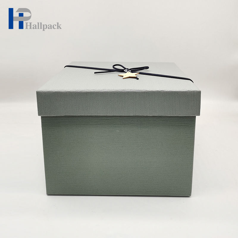 Caja de papel de empaquetado de la caja de lujo gris de encargo de la cartulina con la cinta