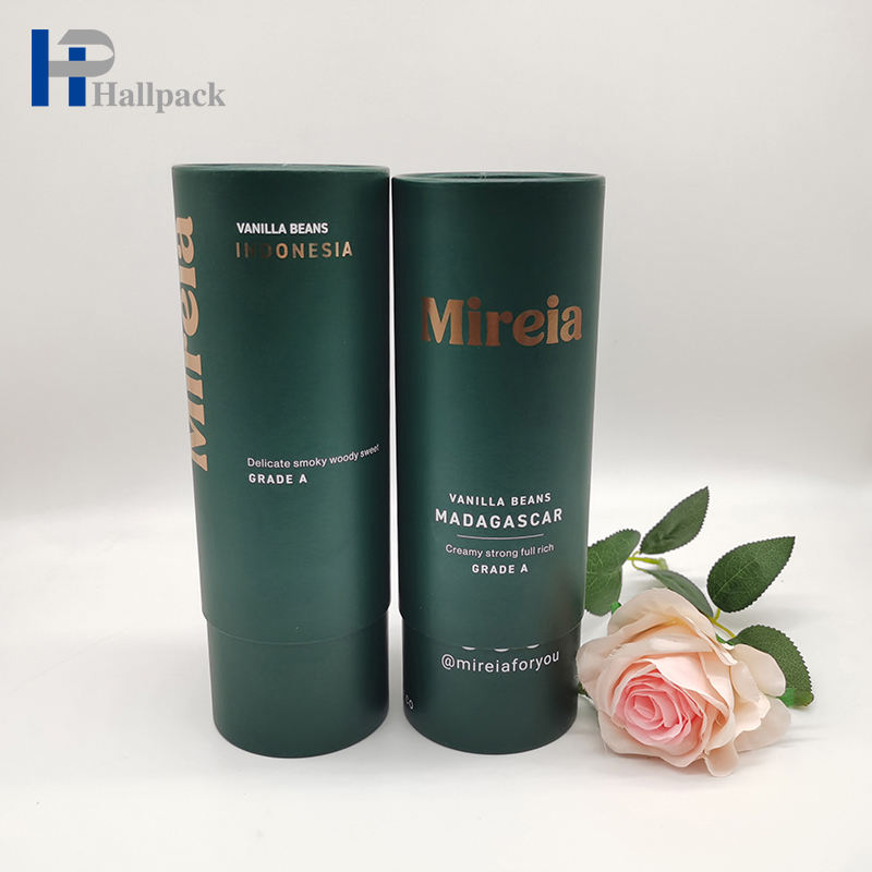 Tubo de papel de empaquetado de la botella de aceite de la esencia del tubo de papel cosmético redondo verde