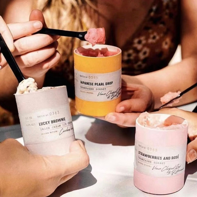 Tubo de papel de paquete de helados de paquete de alimentos de caja redonda personalizada con tapas de metal