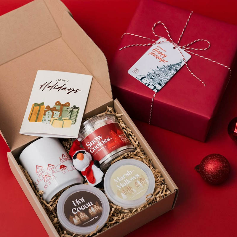 Caja de regalo de Navidad de embalaje en forma de libro de diseño personalizado para chocolates galletas regalos de dulces
