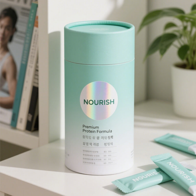 Cápsulas de cartón redonda ecológica Embalaje de cápsulas redondas de proteína Polvo de proteína Caja de envasado