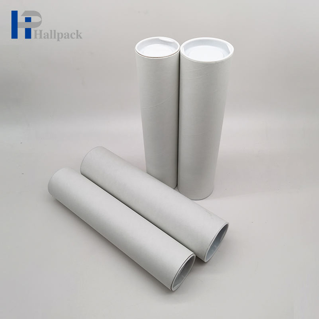 Tubo de envío de cartón, cartel de correo, tubo de embalaje, caja redonda, tubo de papel Kraft blanco