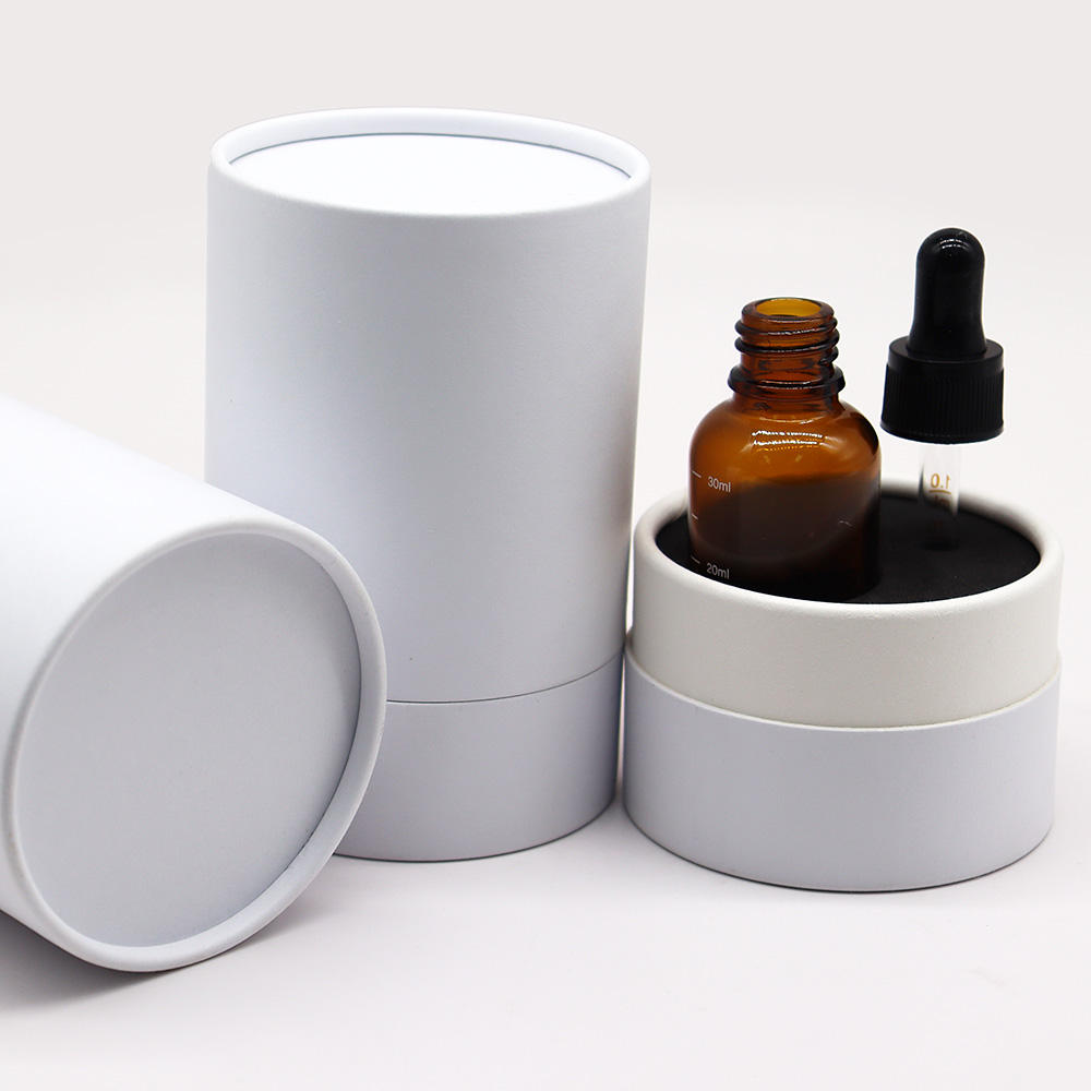 Paquete de tubo redondo empaquetado en cartón cosmético personalizado de alta calidad para botella de perfume de aceite esencial