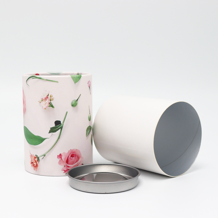 Caja de encargo amistosa del cilindro de la cartulina de la categoría alimenticia de Eco con el tubo de papel de la cubierta metálica que empaqueta para el té del café de las nueces